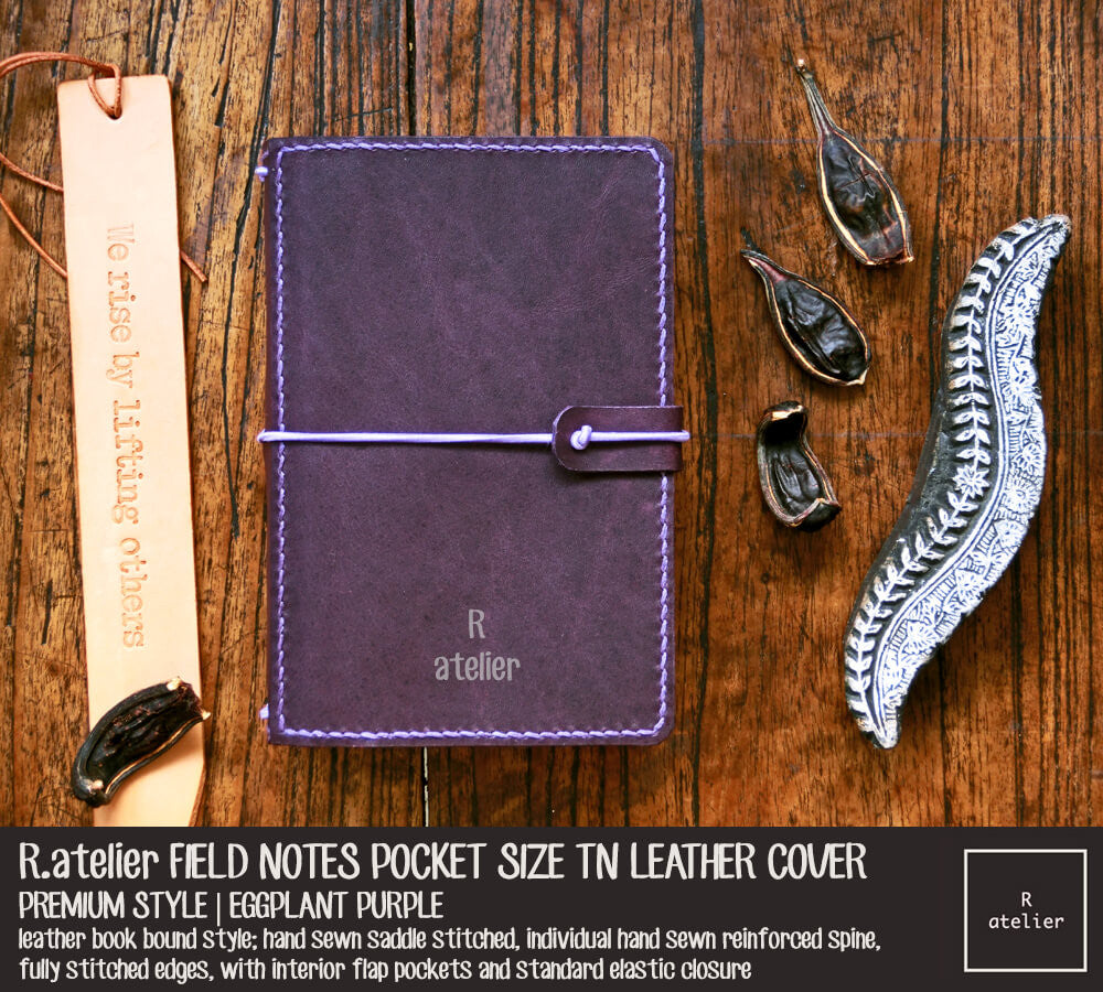 R.atelier Field Notes Pocket Size Leather Journal Cover | Eggplant Purple