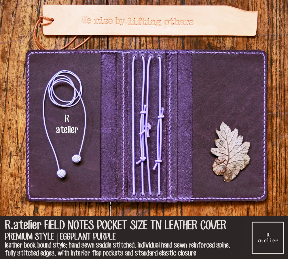 R.atelier Field Notes Pocket Size Leather Journal Cover | Eggplant Purple