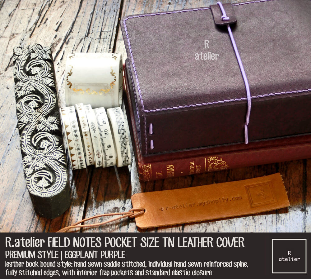 R.atelier Field Notes Pocket Size Leather Journal Cover | Eggplant Purple