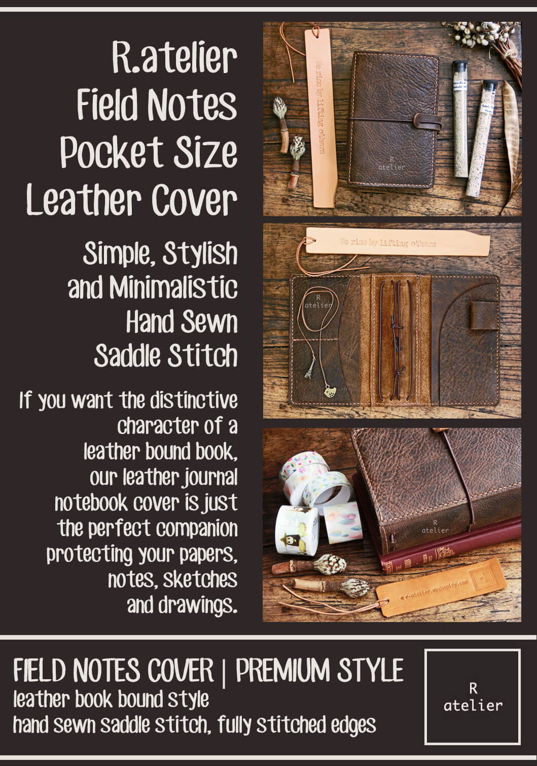 Field Notes | Leather Journal Cover | Coffee | Pocket Size
