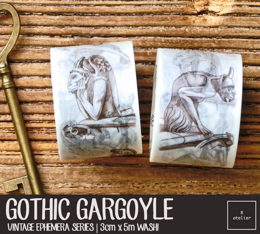 Gothic Gargoyle Vintage Ephemera Washi