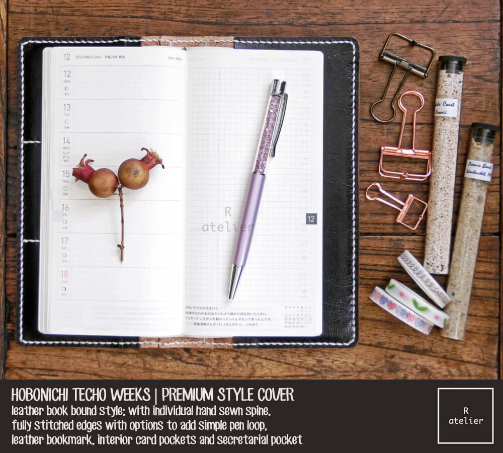 R.atelier Hobonichi Techo Weeks Leather Journal Cover | Jet Black