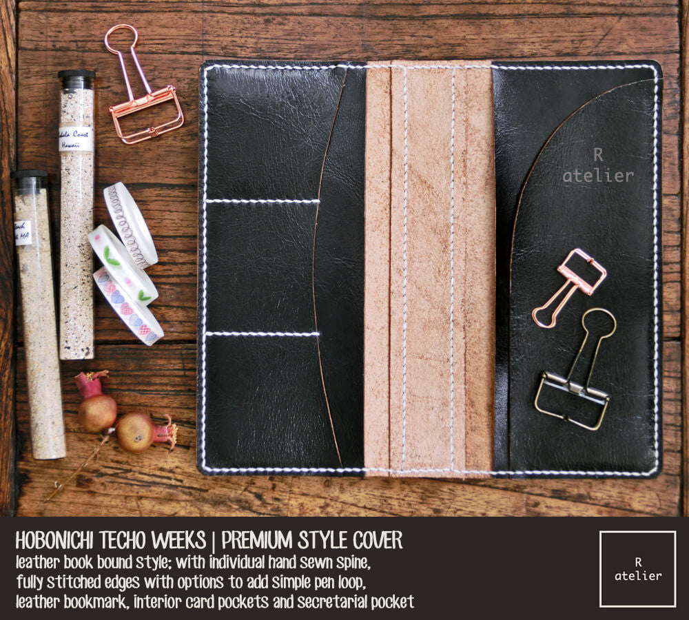 R.atelier Hobonichi Techo Weeks Leather Journal Cover | Jet Black