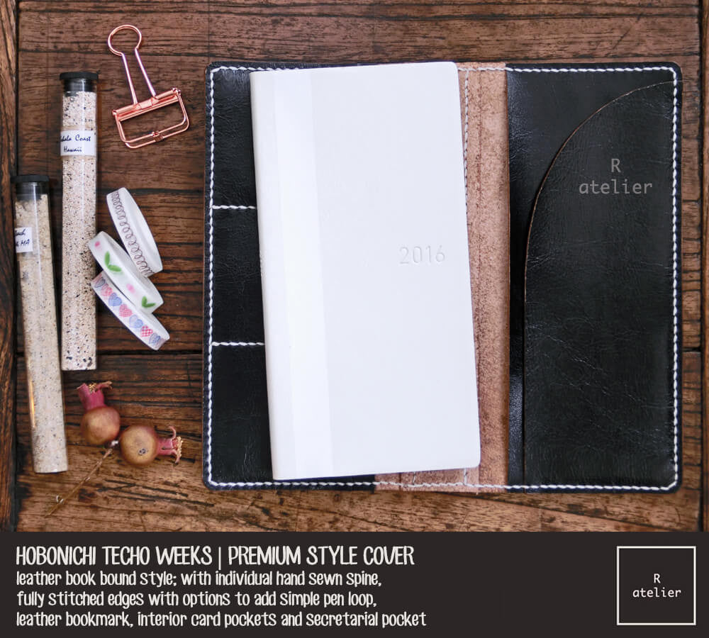 R.atelier Hobonichi Techo Weeks Leather Journal Cover | Jet Black