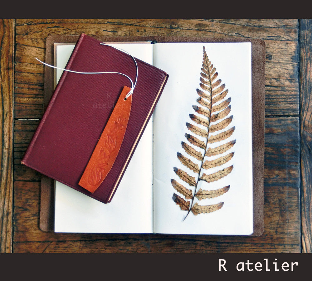 Indian Floral Design Leather Bookmark