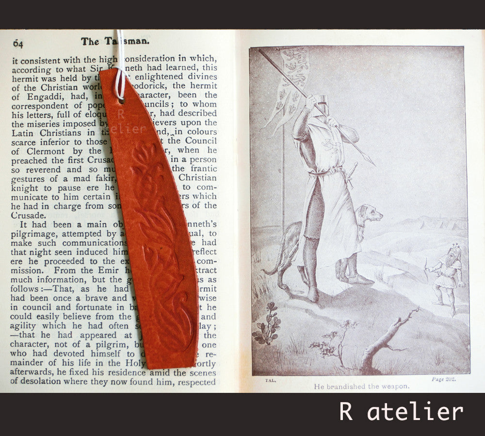 Indian Floral Design Leather Bookmark