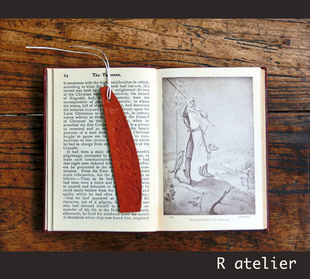 Indian Floral Design Leather Bookmark