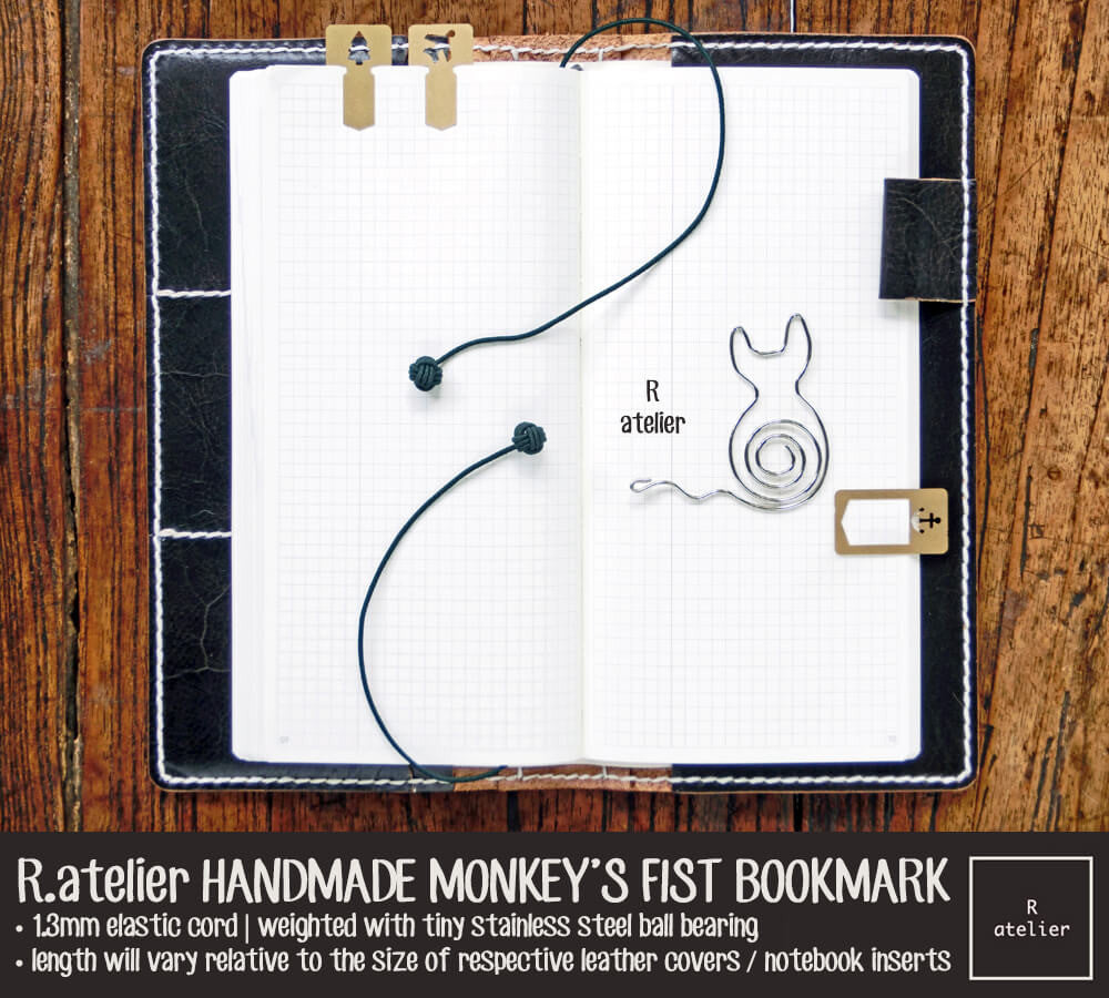 R.atelier Monkey's Fist Knot Bookmark Charm | Midnight Green Color