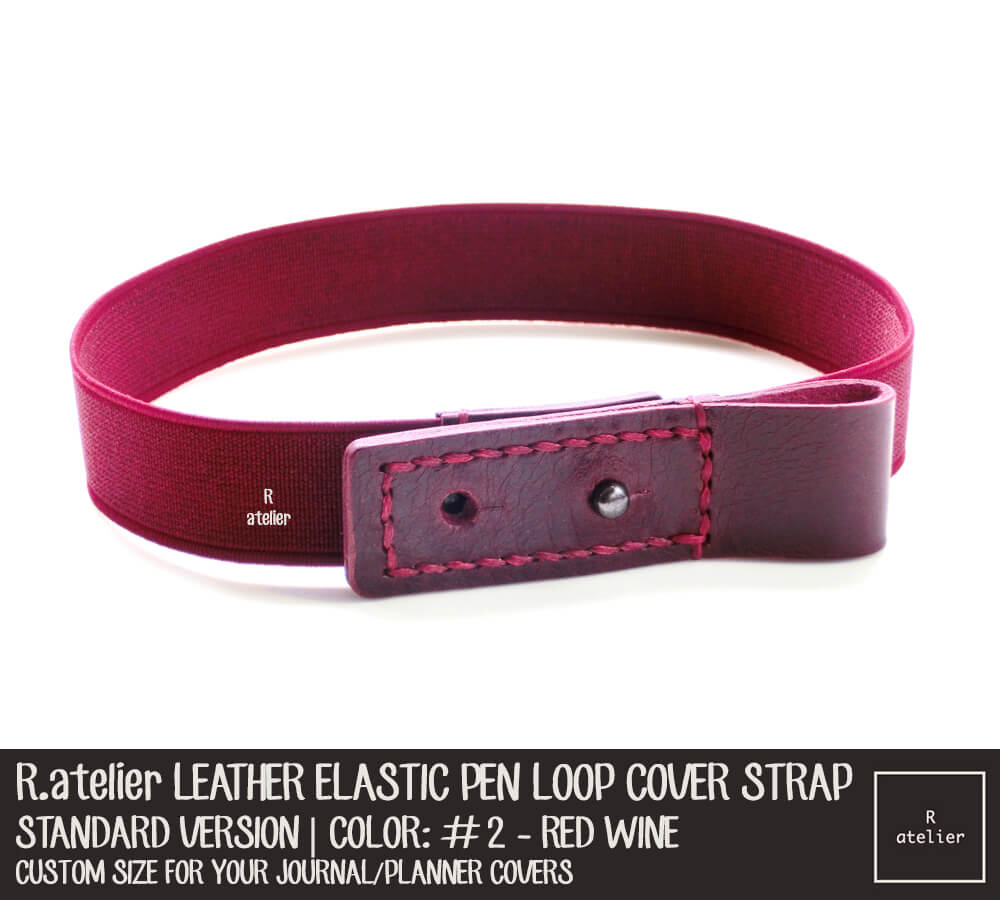 Standard #1 Red Wine - Leather Elastic Pen Loop Cover Strap