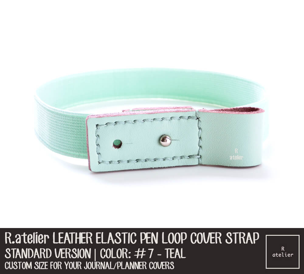 Standard #7 Teal - Leather Elastic Pen Loop Cover Strap