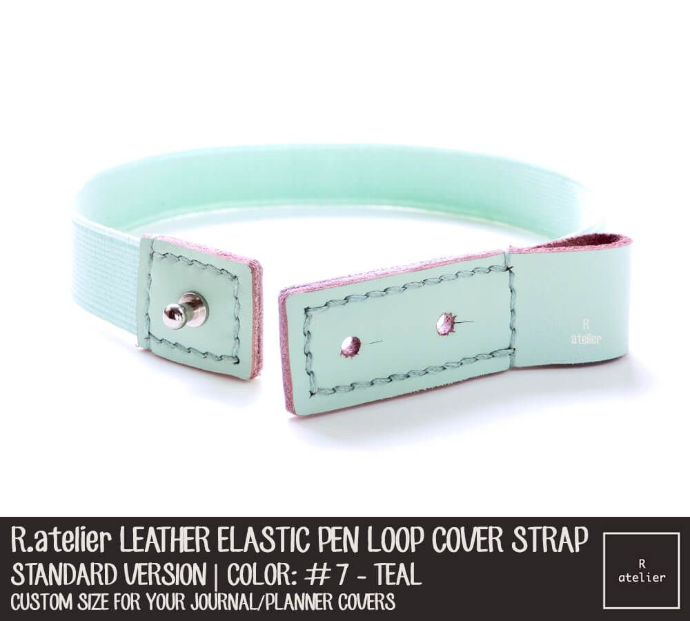 Standard #7 Teal - Leather Elastic Pen Loop Cover Strap