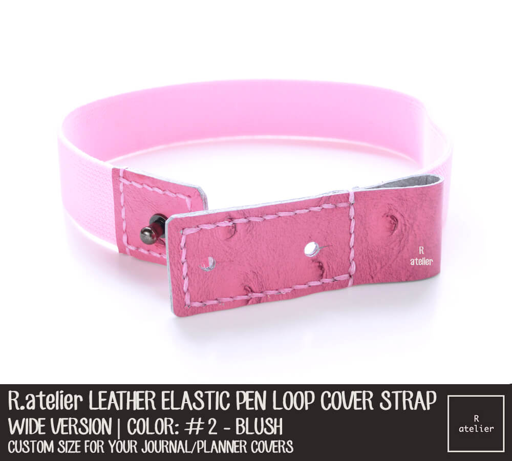 Wide #2 Blush - Leather Elastic Pen Loop Cover Strap