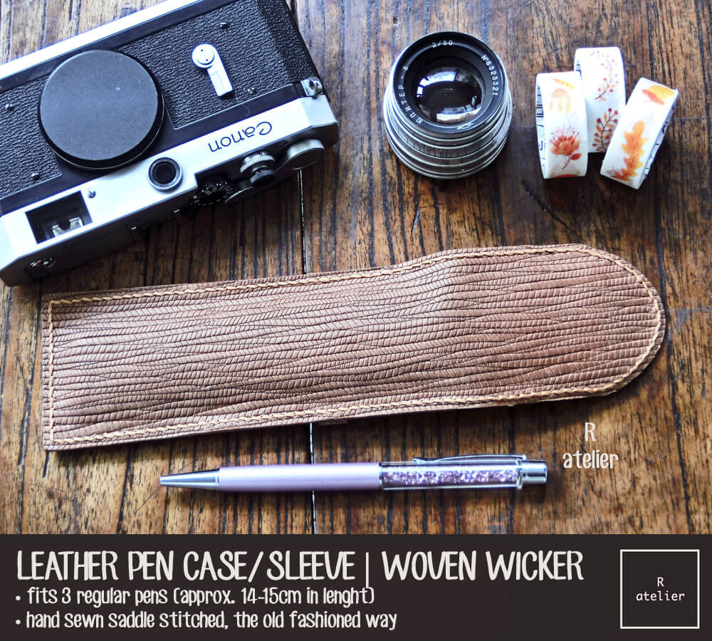 Handmade Leather Pen Case / Sleeve | Woven Wicker