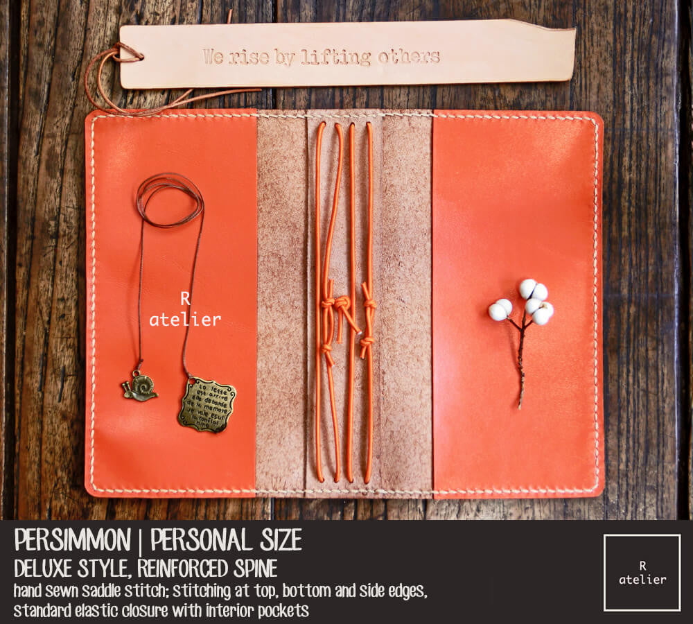 R.atelier Traveler's Notebook Leather Cover | Persimmon | Personal Size