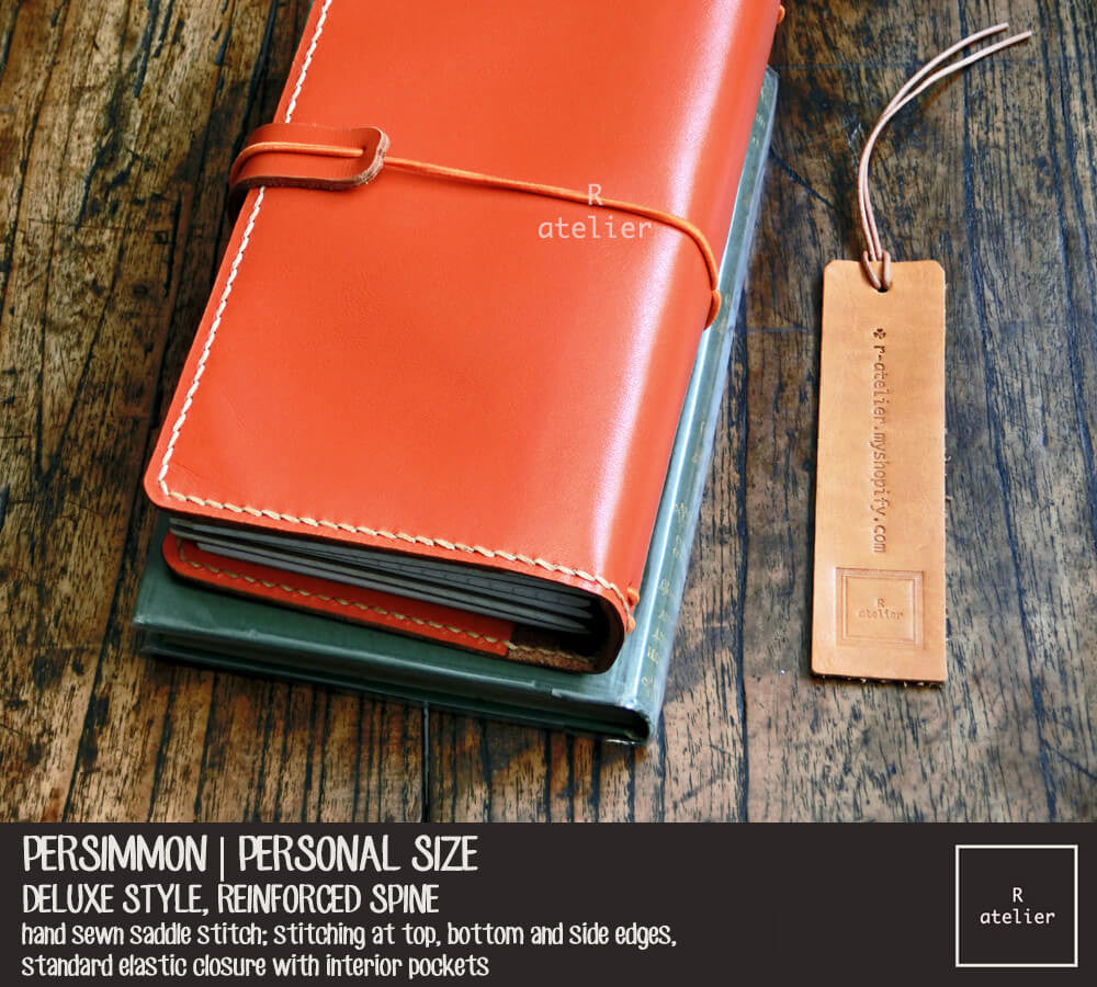 R.atelier Traveler's Notebook Leather Cover | Persimmon | Personal Size