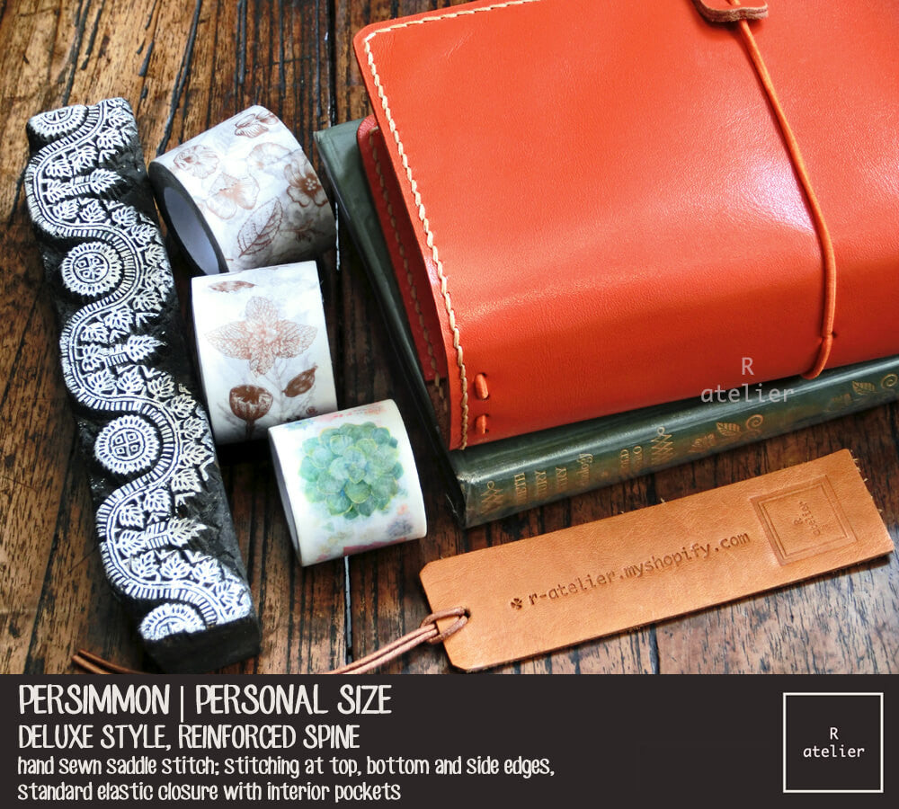 R.atelier Traveler's Notebook Leather Cover | Persimmon | Personal Size