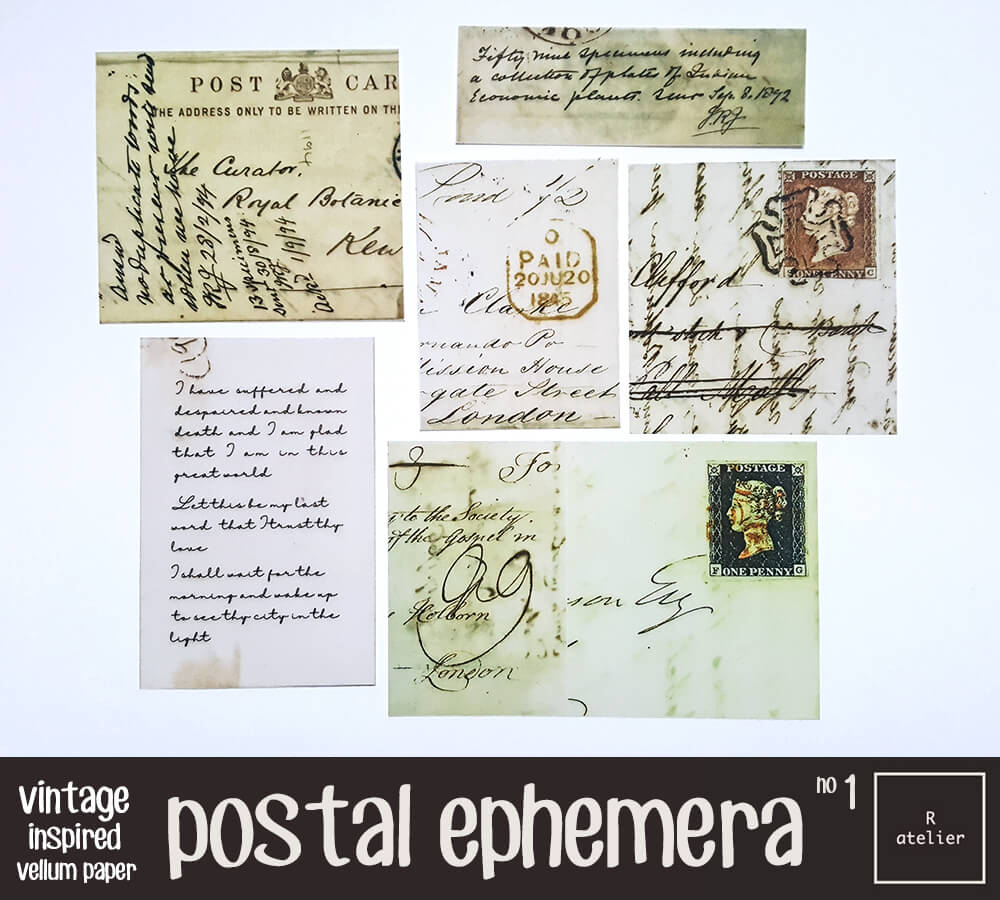 Postal Ephemera Scrapbooking Vellum Paper Kit