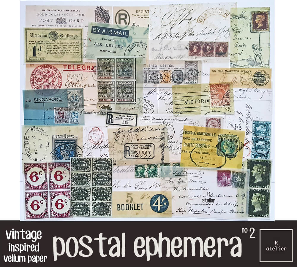 Postal Ephemera Scrapbooking Vellum Paper Kit