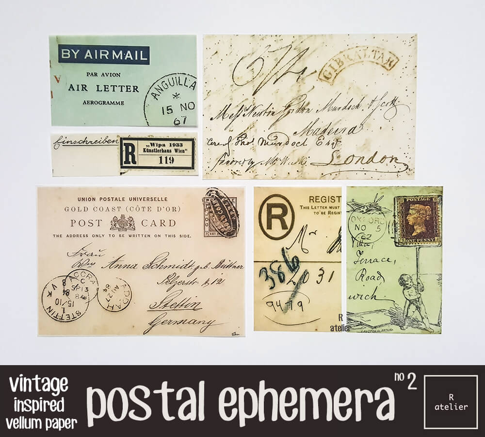 Postal Ephemera Scrapbooking Vellum Paper Kit