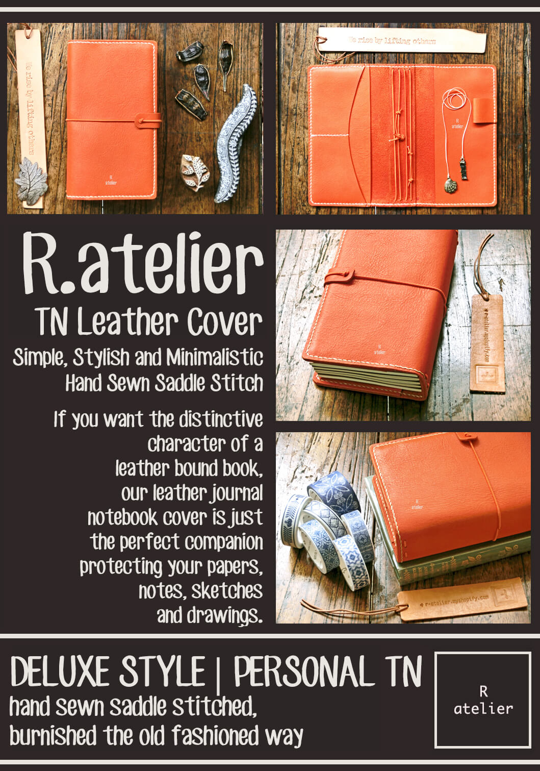 R.atelier Personal TN Leather Cover | Deluxe Style | Pumpkin