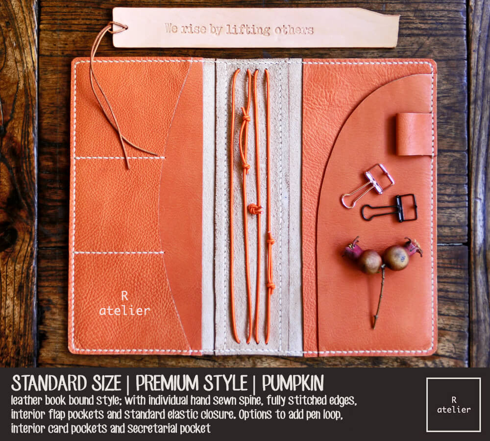 R.atelier Traveler's Notebook Leather Cover | Premium Style Standard Size | Pumpkin