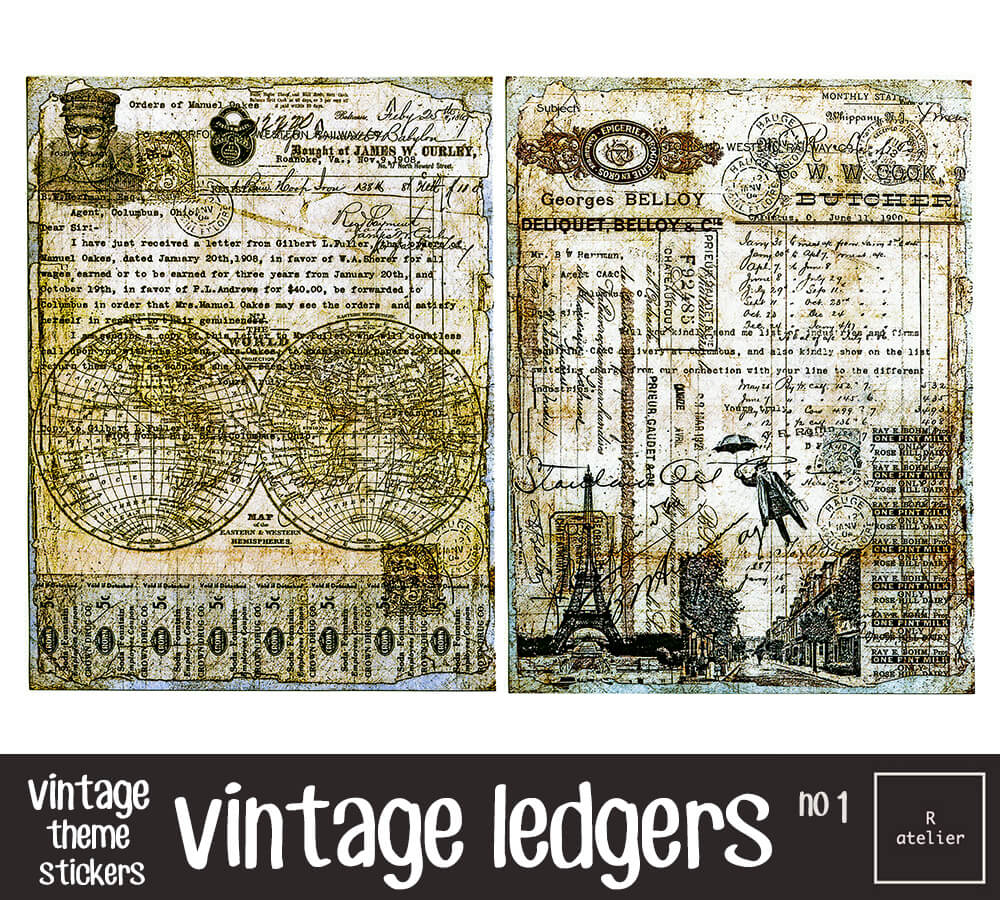 Vintage Ledgers Scrapbooking Washi Stickers
