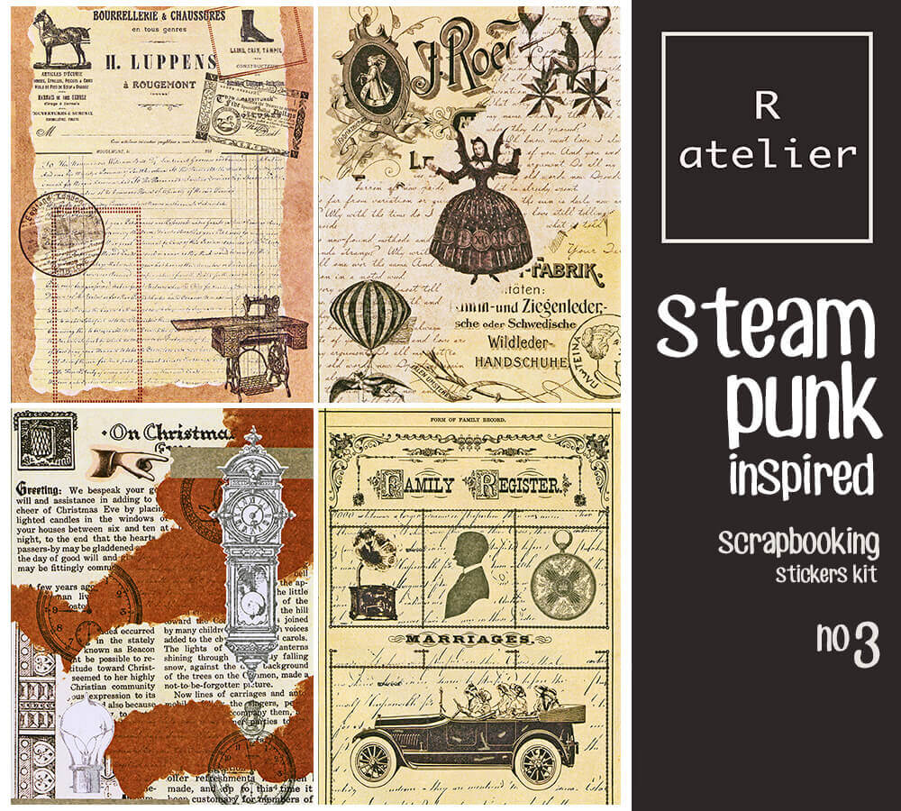 Steampunk Scrapbooking Washi Stickers