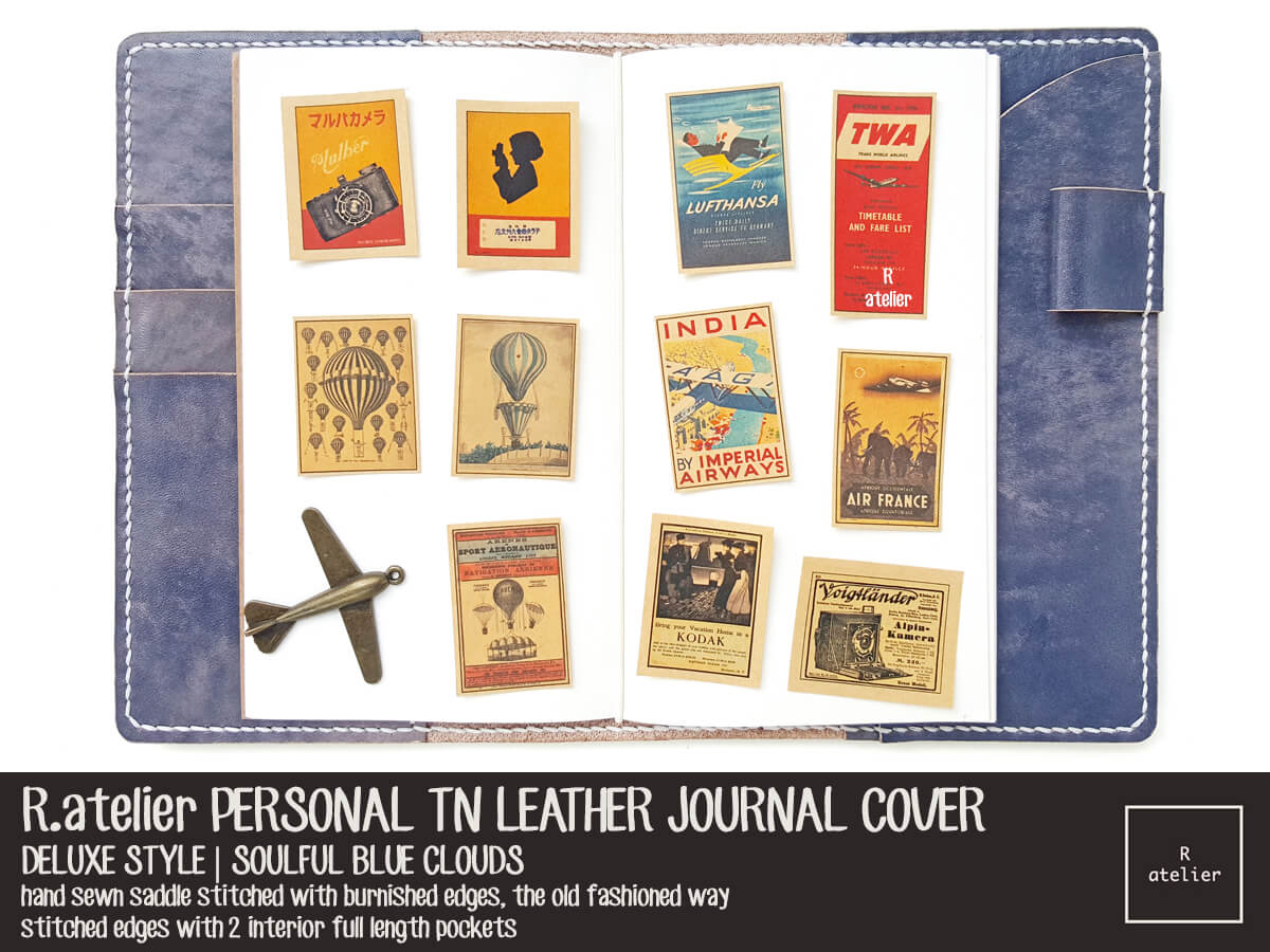 R.atelier Personal TN Leather Journal Cover | Soulful Blue Clouds