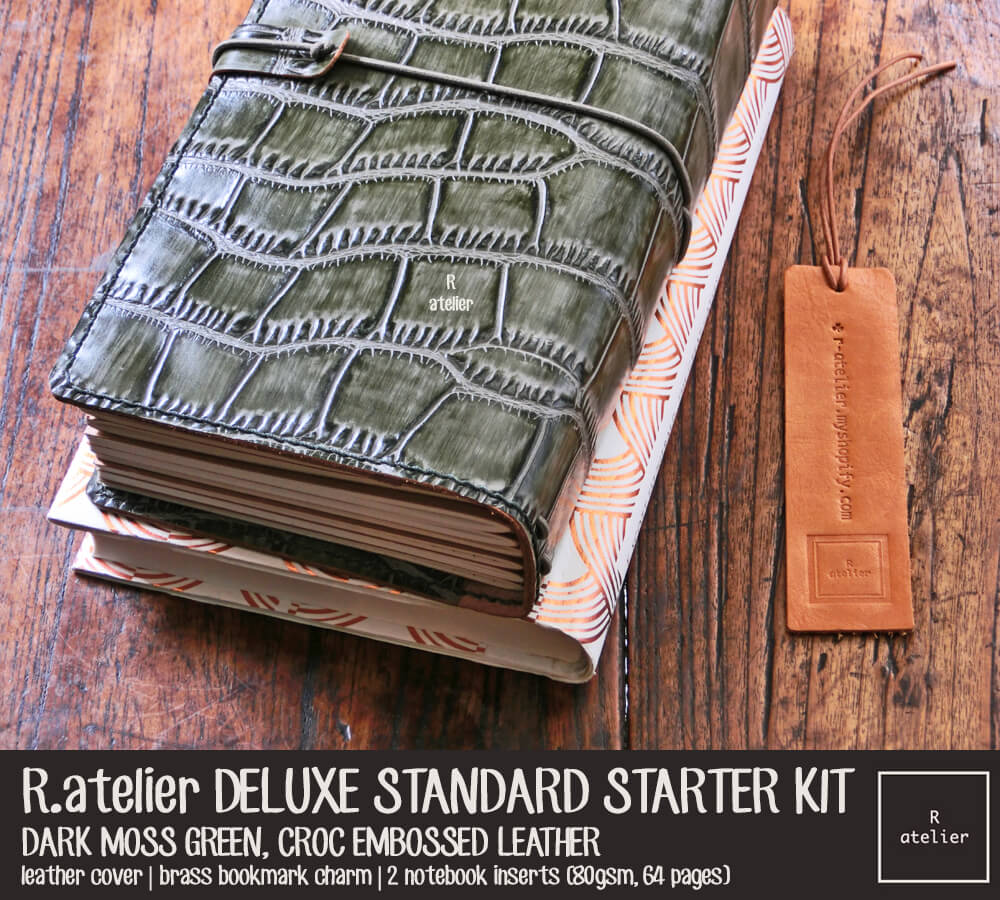 R.atelier Standard TN Leather Cover Starter Kit | Dark Moss Green