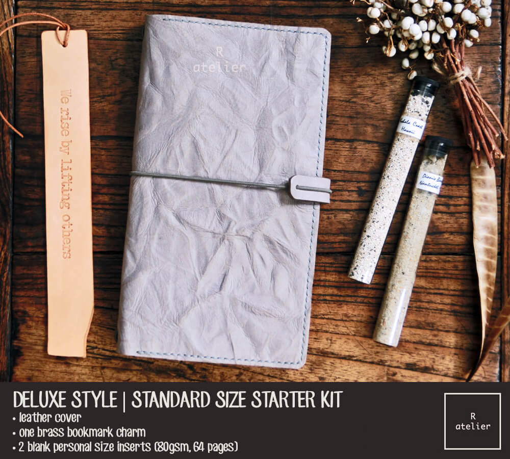 R.atelier Traveler's Notebook Leather Cover | Elephant Grey | Standard Size Starter Kit