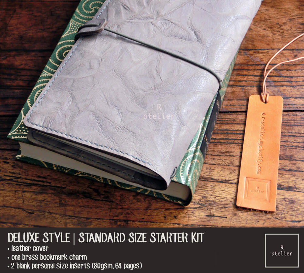 R.atelier Traveler's Notebook Leather Cover | Elephant Grey | Standard Size Starter Kit