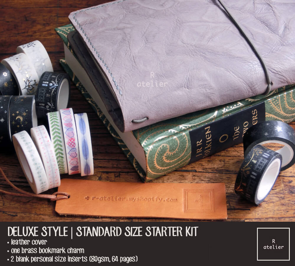 R.atelier Traveler's Notebook Leather Cover | Elephant Grey | Standard Size Starter Kit