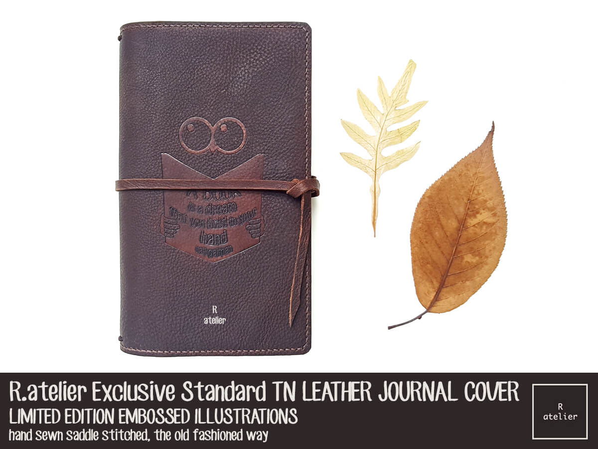 R.atelier Exclusive Embossed Illustration TN Leather Journal Cover | Standard TN Bistre Brown