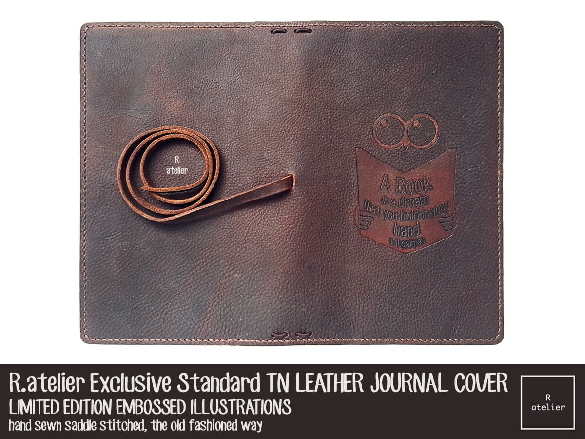 R.atelier Exclusive Embossed Illustration TN Leather Journal Cover | Standard TN Bistre Brown