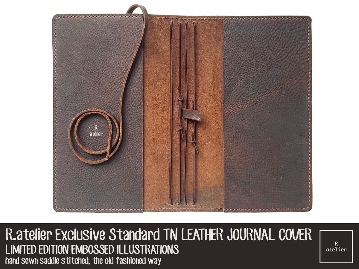 R.atelier Exclusive Embossed Illustration TN Leather Journal Cover | Standard TN Bistre Brown