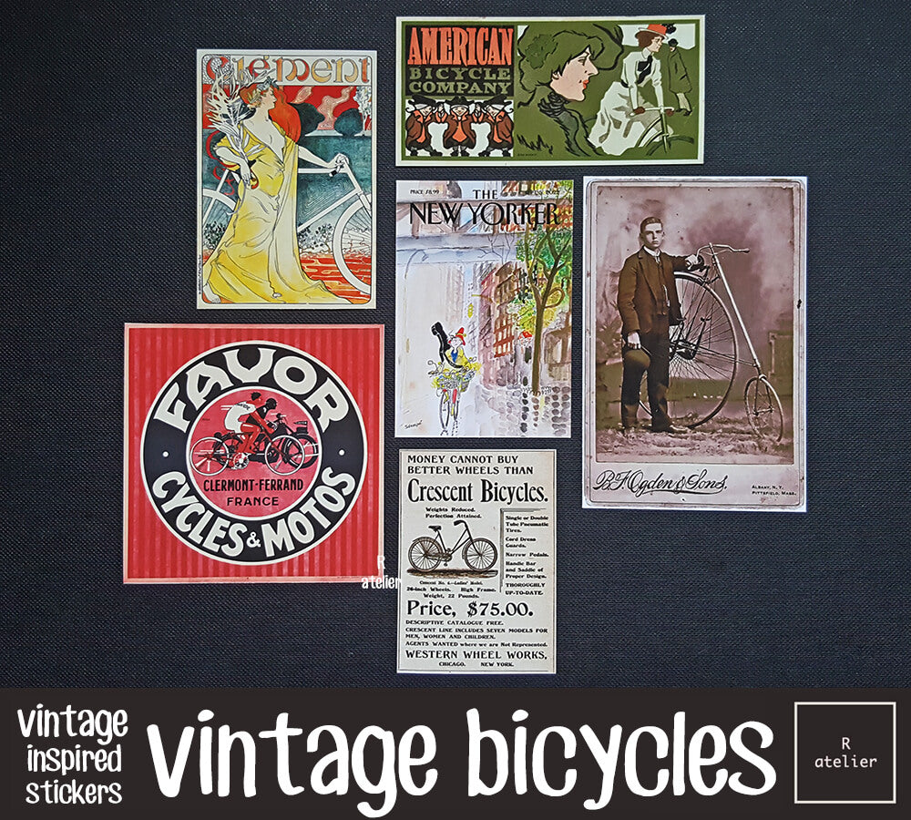 Vintage Bicycle Scrapbooking Stickers