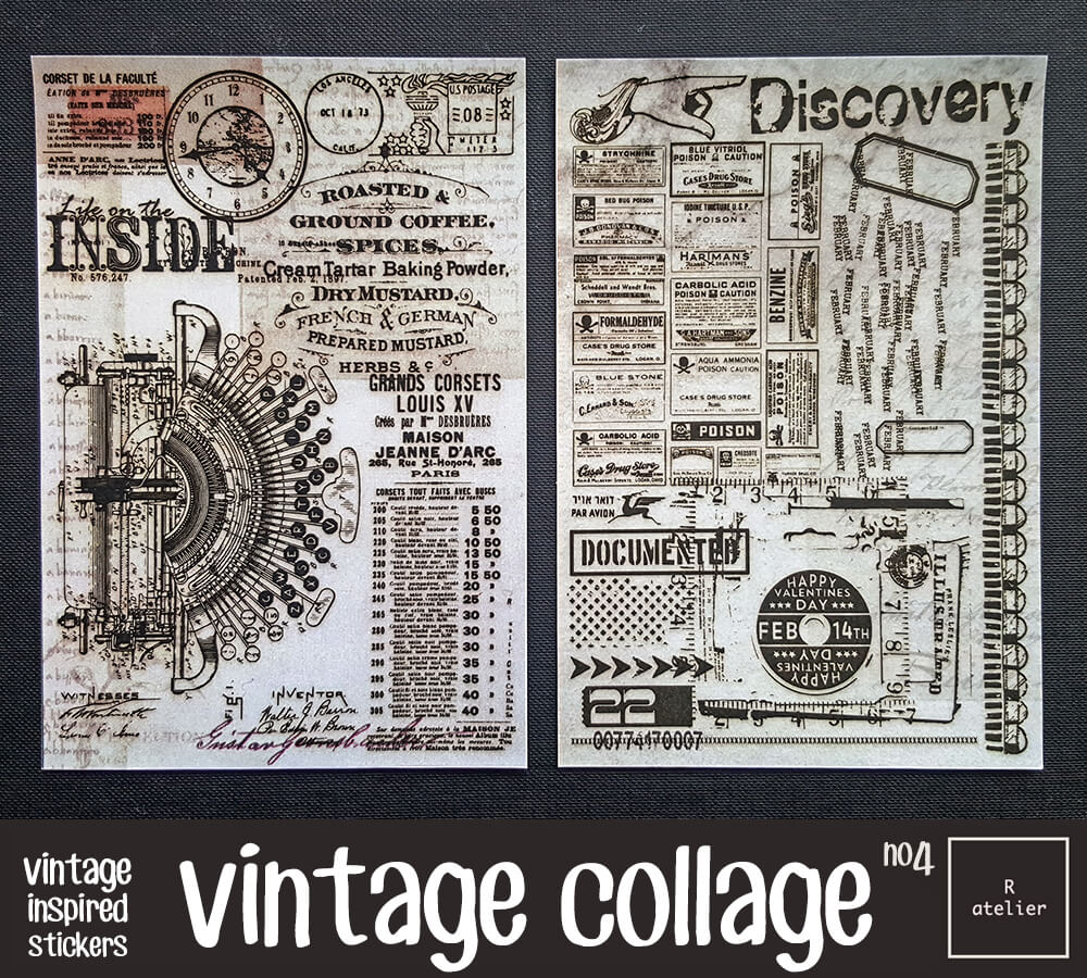 Vintage Collage | Scrapbooking Washi Stickers Kit