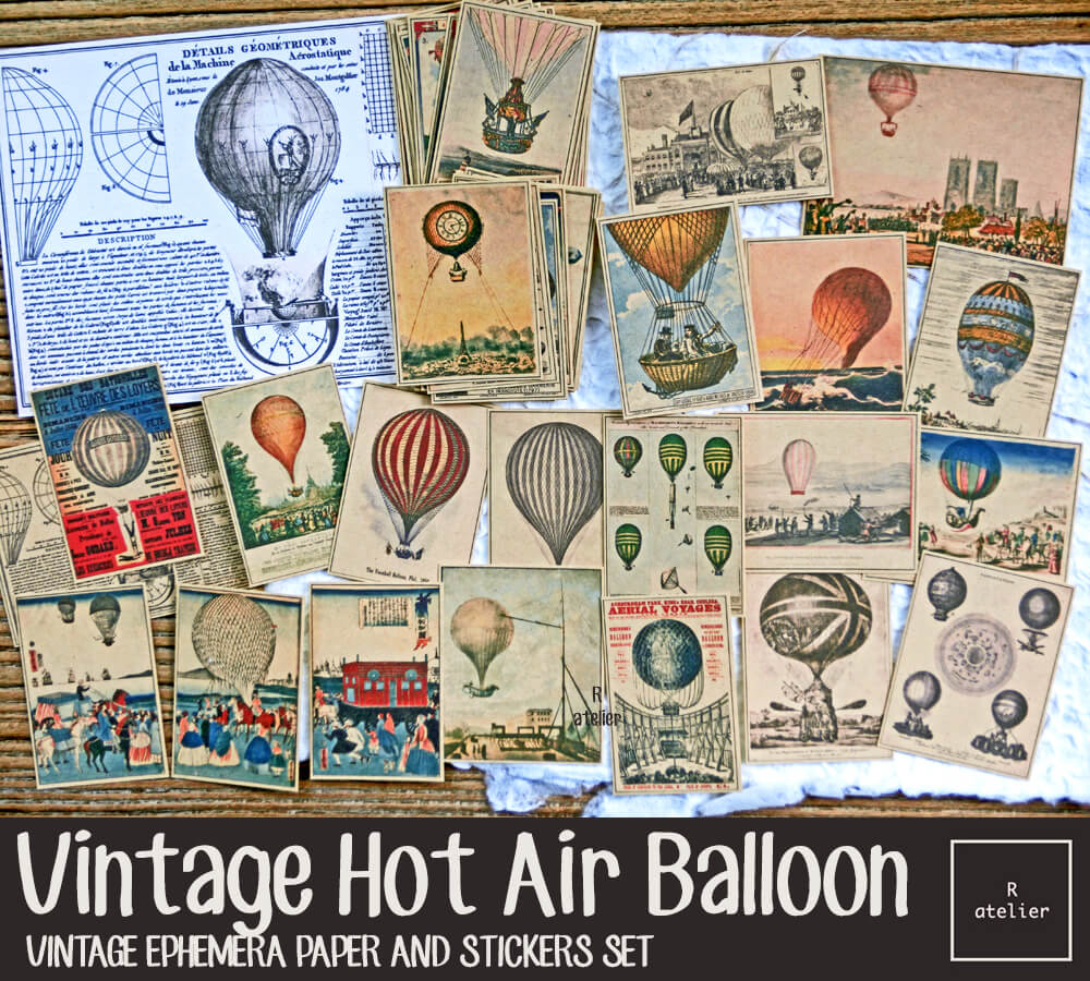 Vintage Hot Air Balloons (R.atelier Exclusive Kraft Stickers)