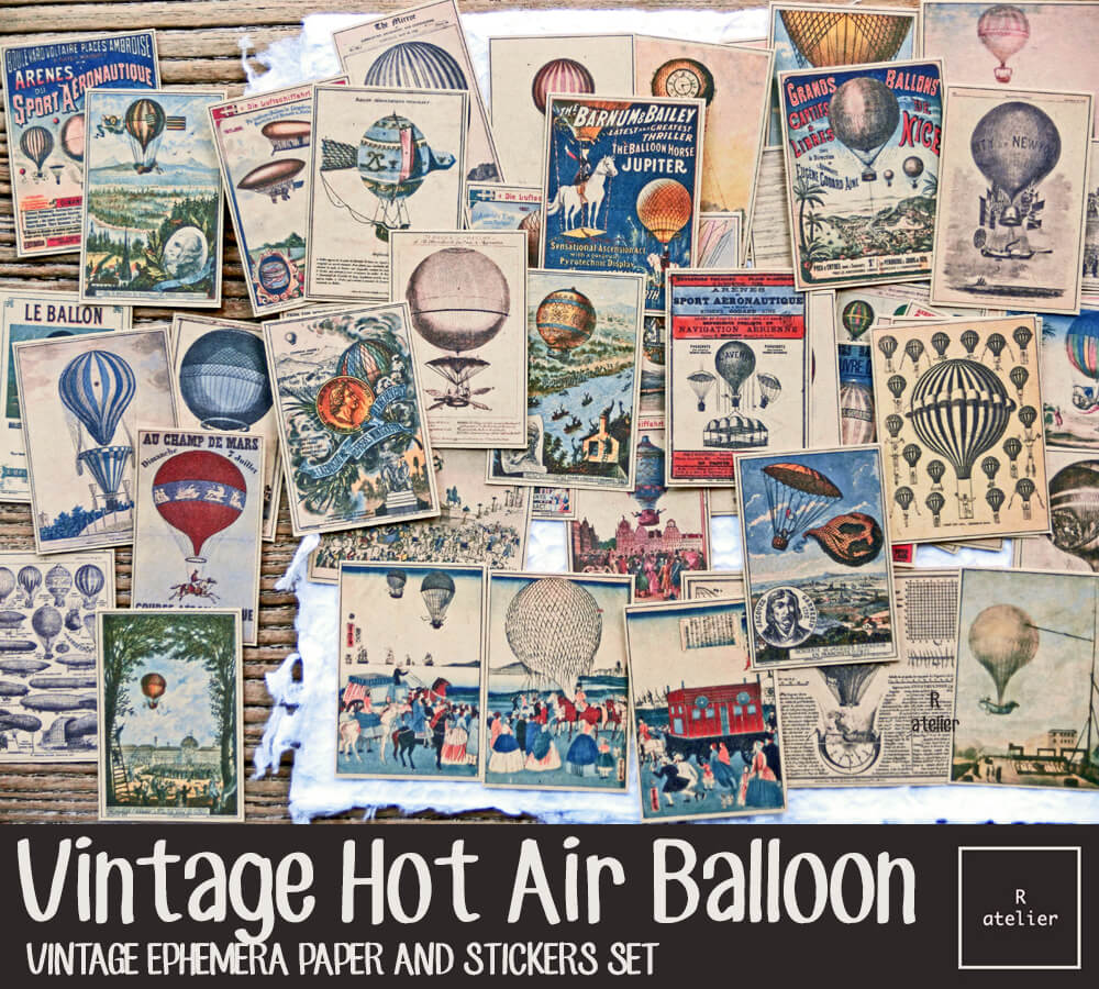 Vintage Hot Air Balloons (R.atelier Exclusive Kraft Stickers)