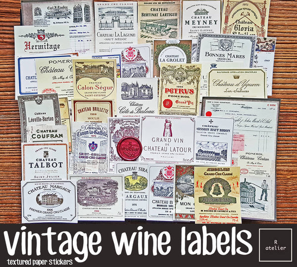 Vintage French Wine Labels Scrapbooking Stickers