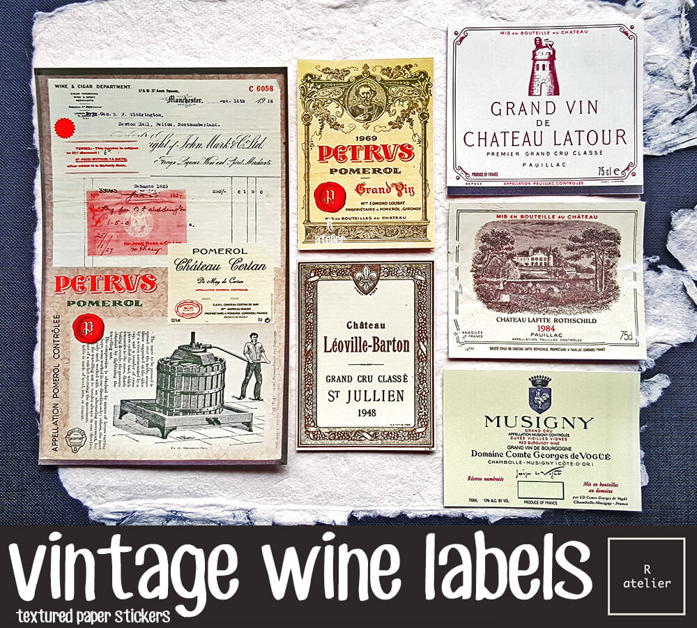 Vintage French Wine Labels Scrapbooking Stickers