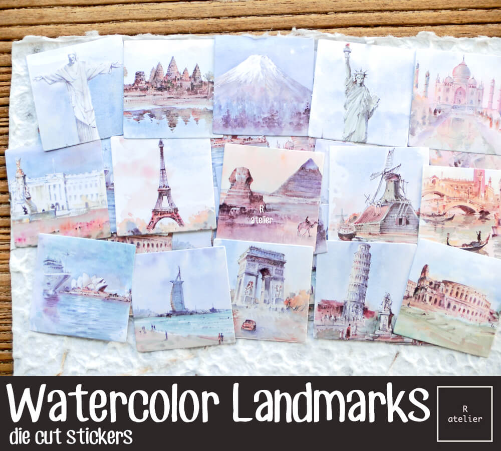 Watercolor Landmarks | Die Cut Stickers