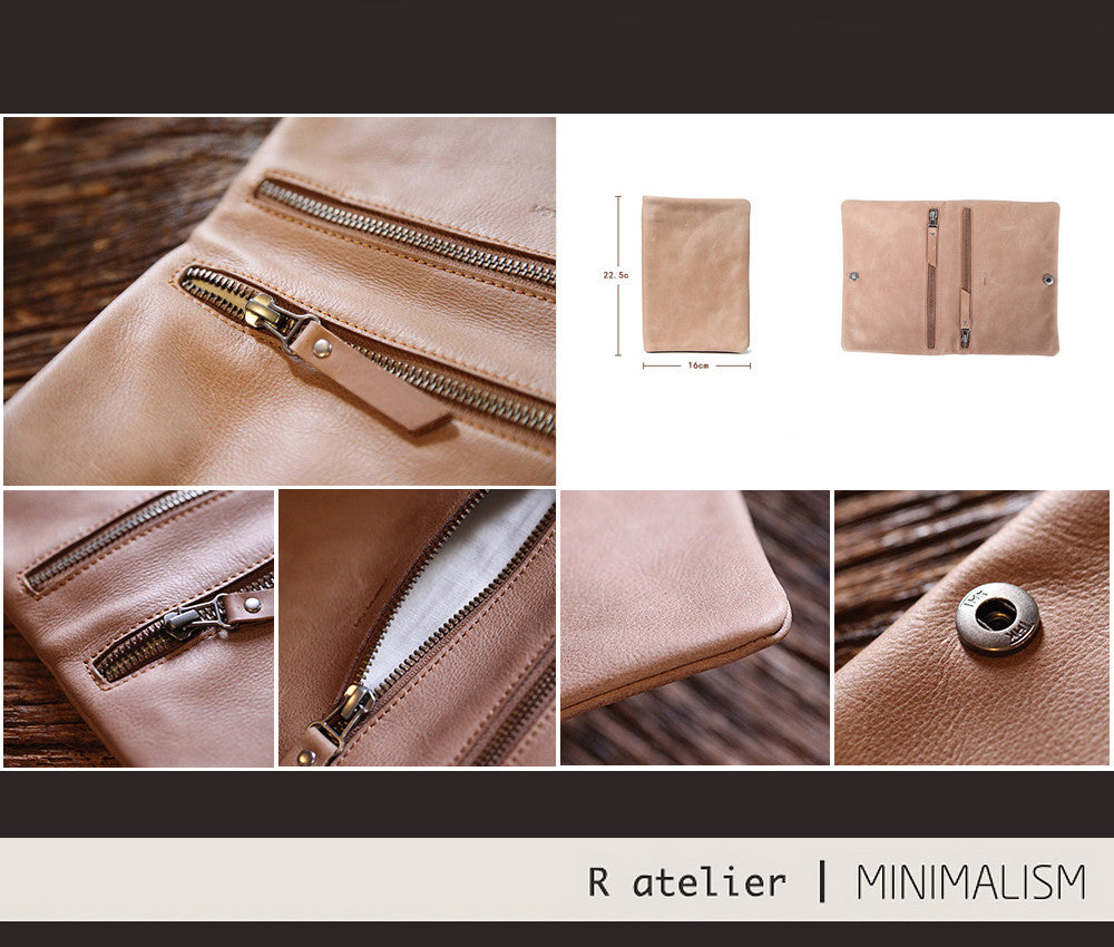 Handmade Leather Foldover Clutch Bag