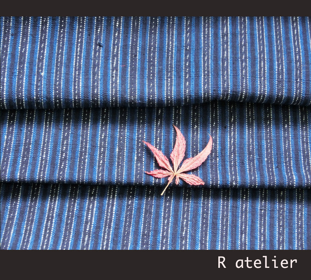 Vintage Chinese Fabric | Handwoven Cotton | Fabric By The Yard | Blue Stripe #013