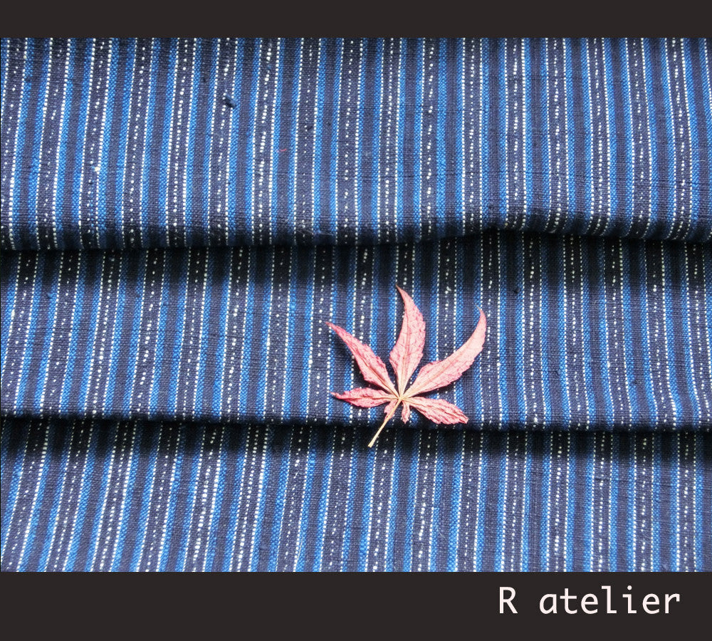 Vintage Chinese Fabric | Handwoven Cotton | Fabric By The Bolt | Blue Stripe #013