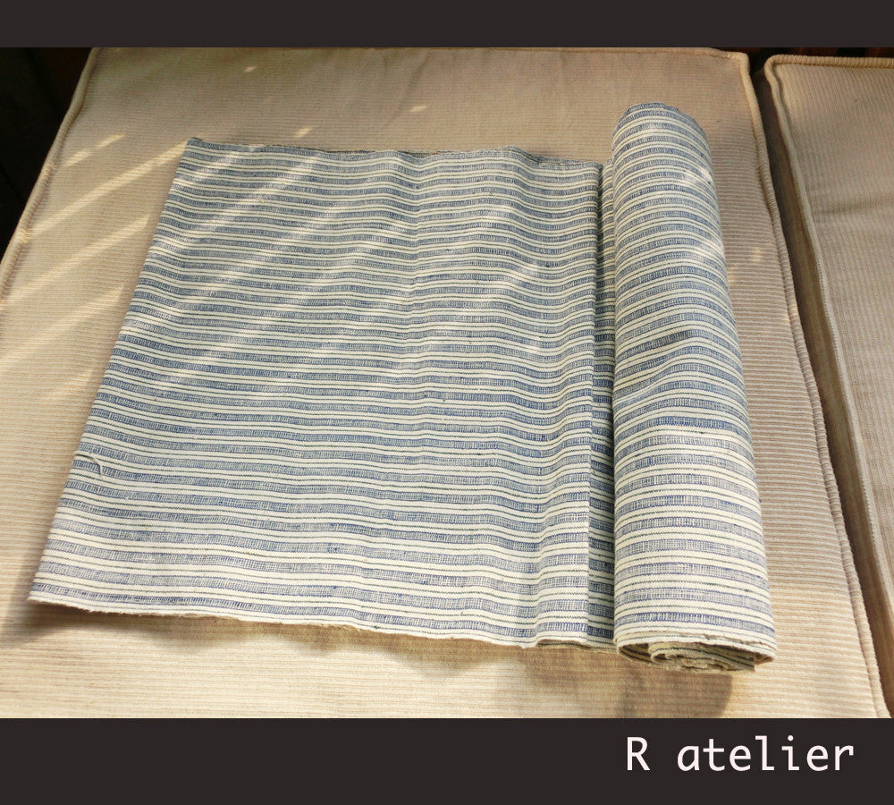 Vintage Chinese Fabric | Handwoven Cotton | Fabric By The Yard | Blue-Green Stripe #005