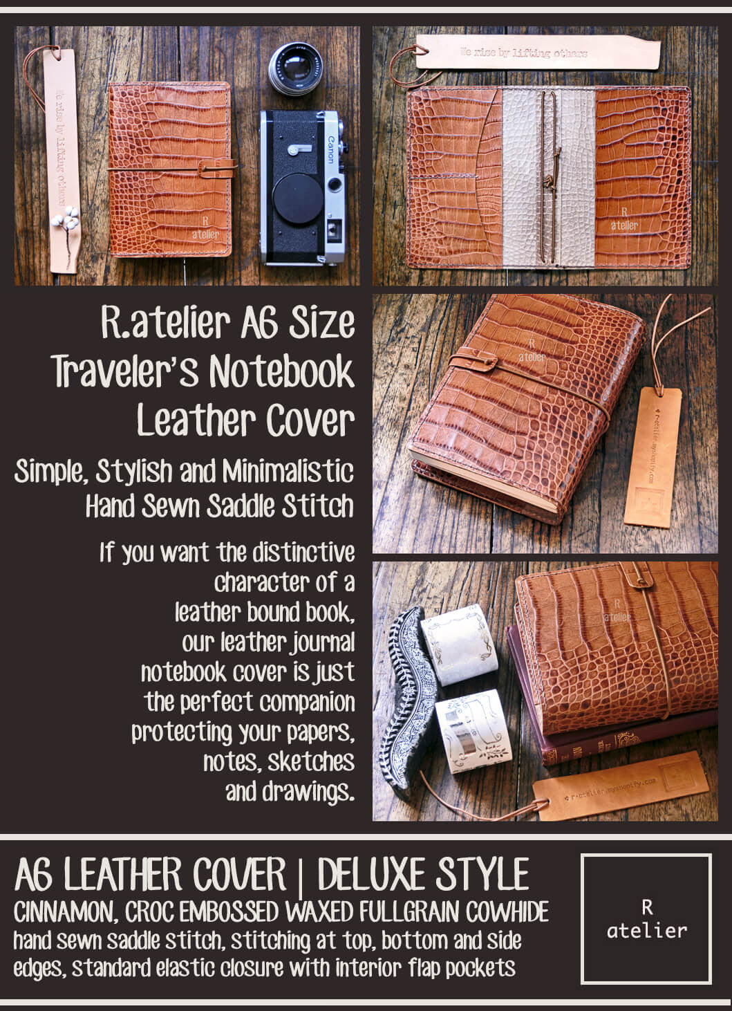 R.atelier A6 Cinnamon Traveler's Notebook Leather Journal Cover