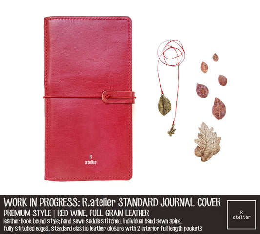 WORK IN PROGRESS: R.atelier Red Wine Standard Size Premium Leather Notebook Cover