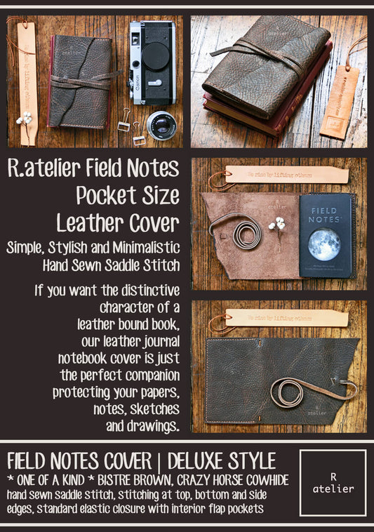 AVAILABLE FOR SALE! R.atelier *One of a Kind* POCKET SIZE FIELD NOTES LEATHER JOURNAL COVER