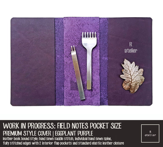 WORK IN PROGRESS: R.atelier Eggplant Purple Field Notes Pocket Size Leather Notebook Cover